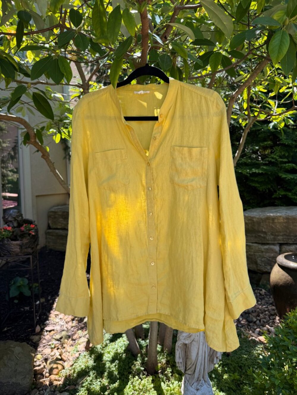Eileen Fisher linen top, yellow, size small (runs large),
